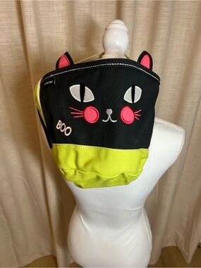 Land’s End Black & Lime Cat Face Backpack Bag - BOO Design